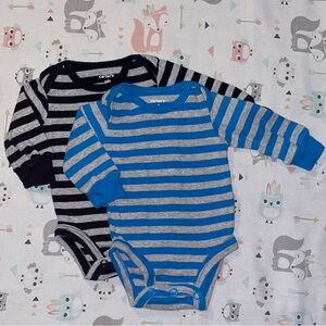 Set of 2 Newborn Baby Onsies- Long sleeve & Striped- Carter’s